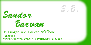 sandor barvan business card